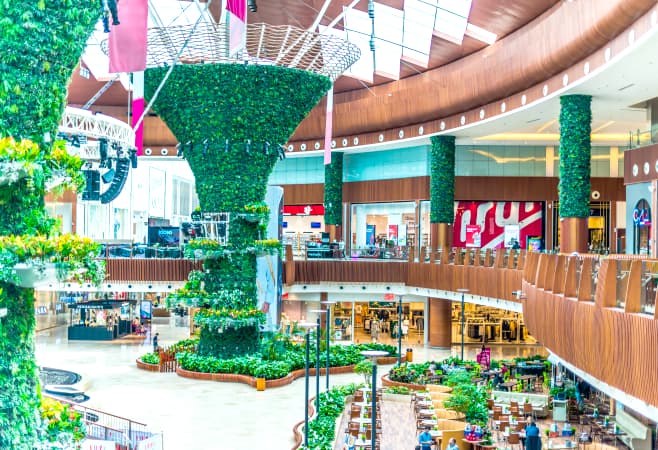 West Walk Mall complements the outdoor boulevard